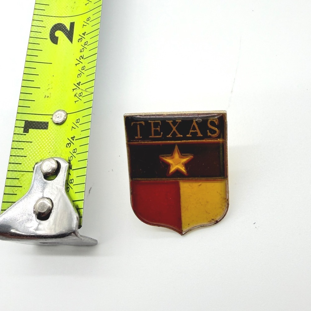Texas Shield Flag Enamel Lapel Pin‎ Hat Vest Accessory - Picture 3 of 3